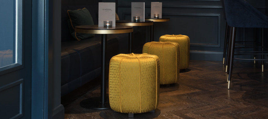 Plush satin bar stools at Wilder Townhouse bar