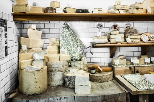 A selection of cheeses at Sheridan's Cheesemongers