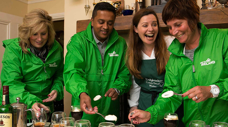 delegates enjoying irish coffees at Ballyknocken Cookery School