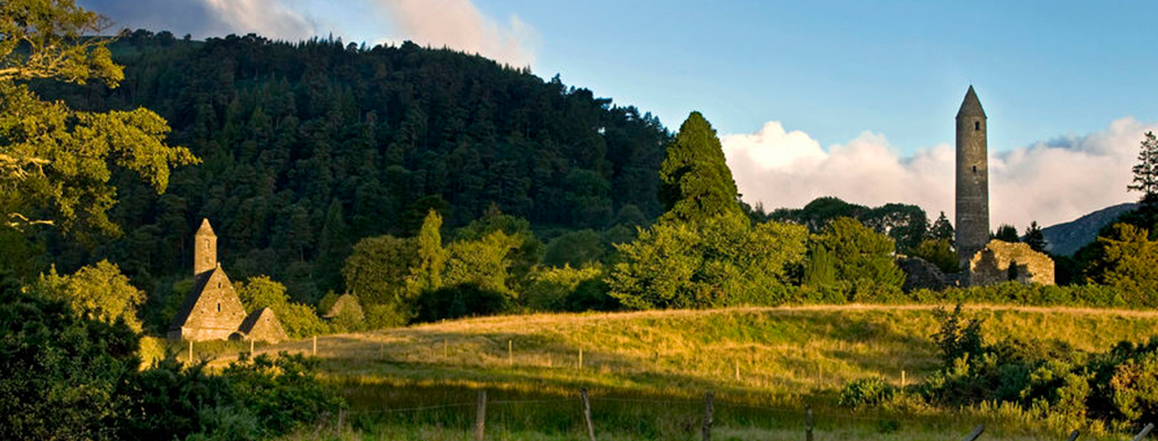 Monastery and Round Tower in Glendalough, Co. Wicklow