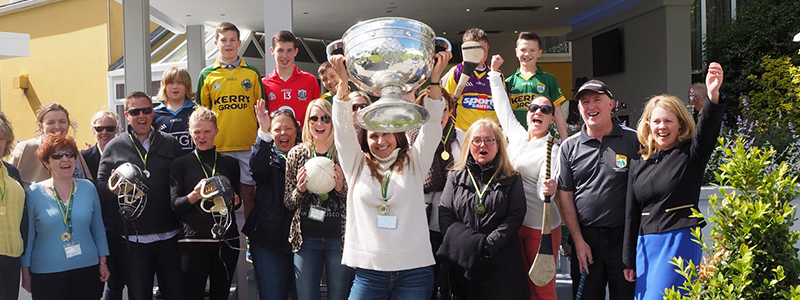 American Delegates holding the Sam Maguire GAA cup in Killarney Park Hotel