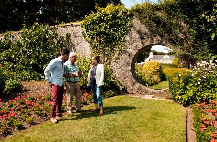 Having a chat in the gardens at Mount Juliet