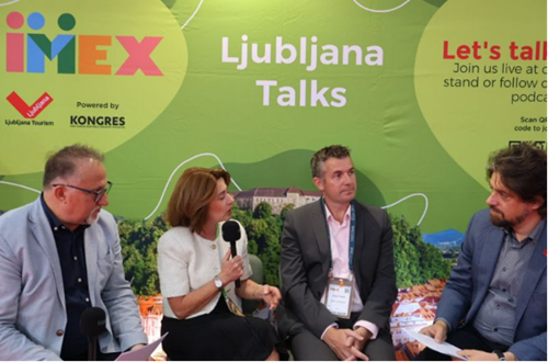 Four people talking for the Ljubljana talks podcast