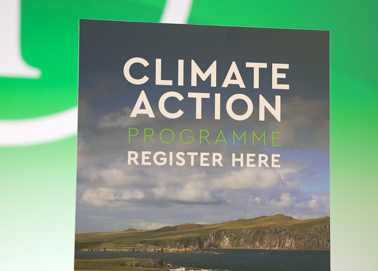 A stand with Fáilte Irelands Climate Action Programme writing at Meitheal 2025 in co.kerry