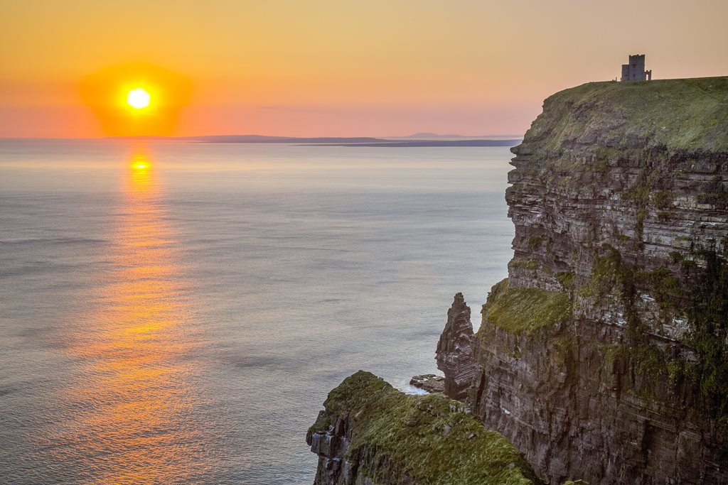 Sunset view from the peak of the Cliff of Moher
