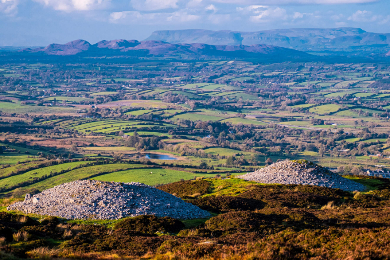 An image of the carrowkeel magalithic site co. Sligo and the environs, mountains are in the distance