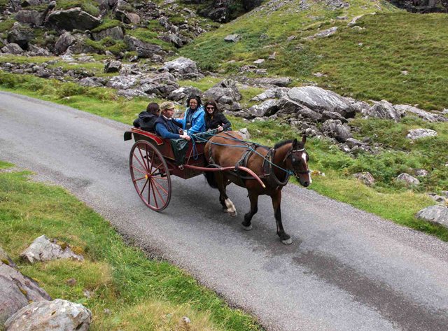 A jaunting car in the Gap of Dunloe