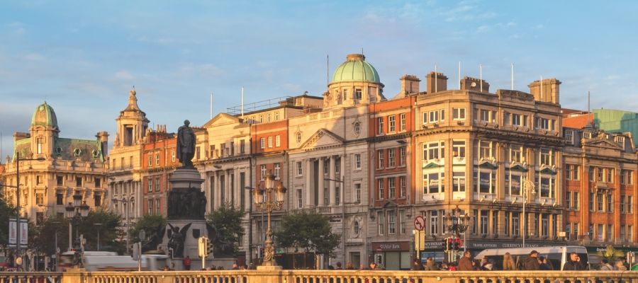 Dublin city in the evening sun