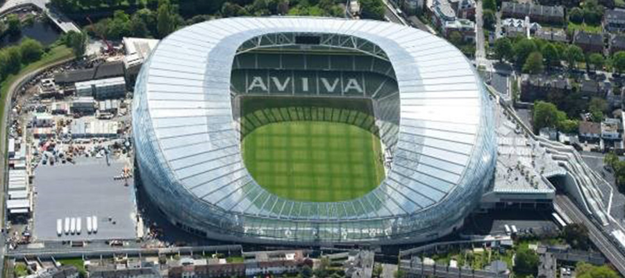 Aerial view of the Aviva Stadium Dublin