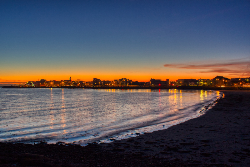 A photograph at sunset on the salthill promenade in Co. Galway