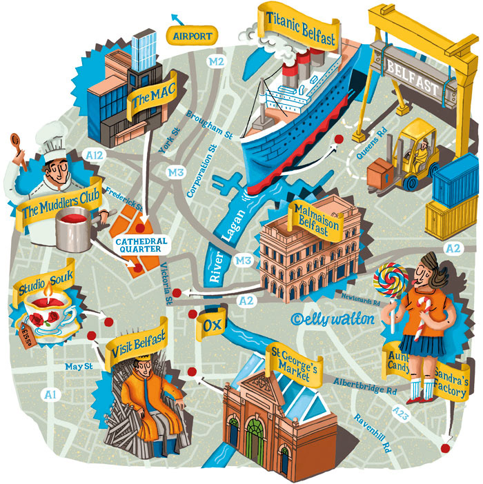 Map of the Black Taxi Tour in Belfast