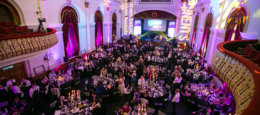 Delegates enjoying a gala dinner during the Northern Ireland Tourism Awards in St. Columb's Hall, Derry