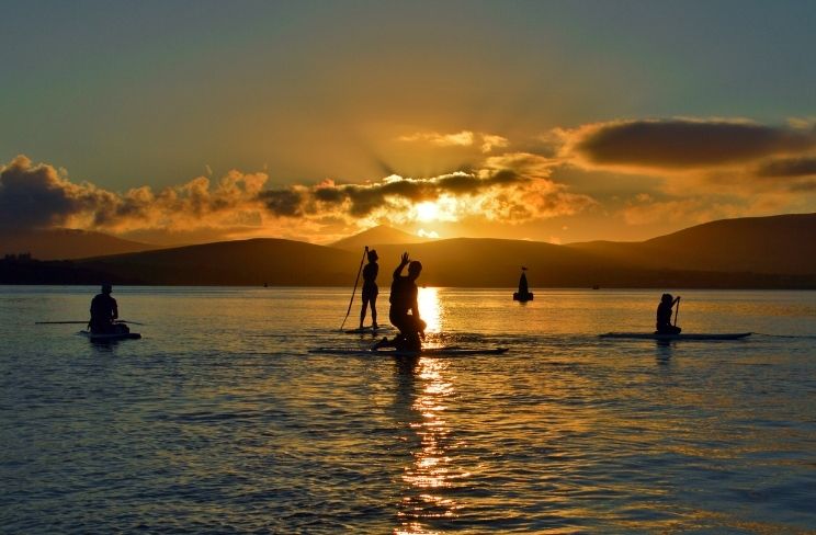 Sunset paddleboarding session