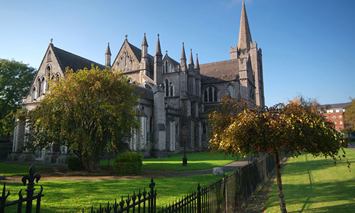 An exterior image of St Patrick's Cathedral on a sunny day
