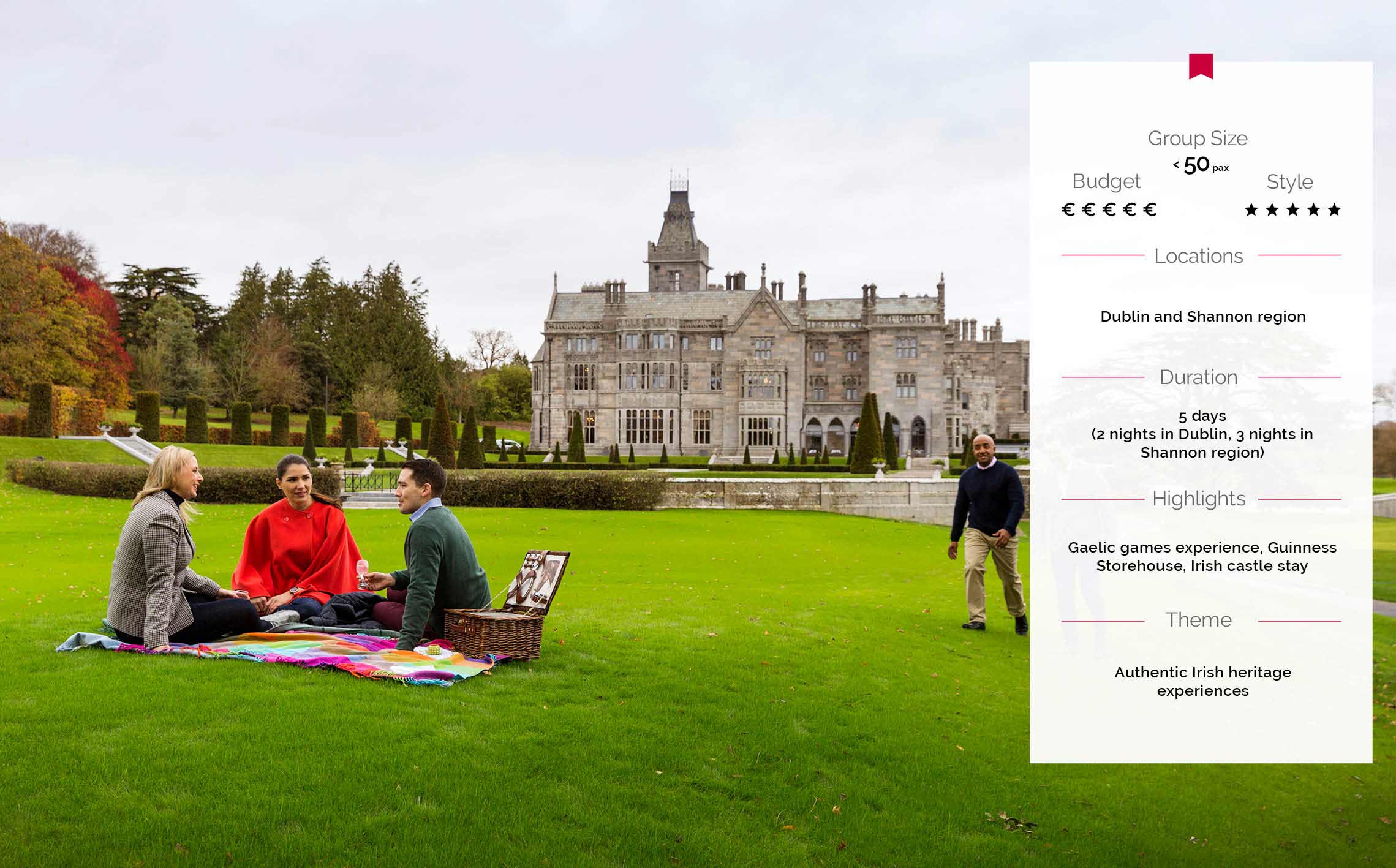 Delegates take part in falconry in front of a large castle